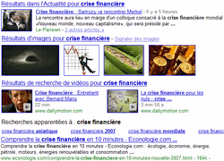exemple de recherche universelle sur google : actualit&eacute;, photos, vid&eacute;os... 