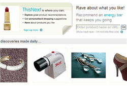page d'accueil du site de recommandation d'achat thisnext.com 