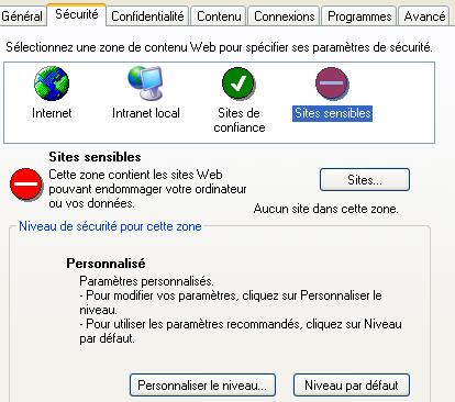 sécurité sous Internet Explorer