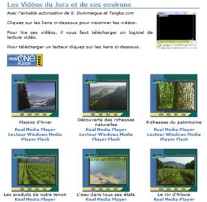 Exemple de page contenant des vidéos sur le Jura
