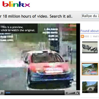 Vidéo en lecture sur la page de résultats Blinkx