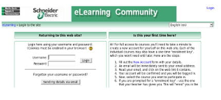 interface de connexion à l'application e-learning. 